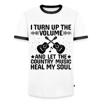 Comté Musique Vintage Amateur de musique Western Country C - T-shirt contrasté Homme - blanc/noir - Devant - AI Model Female 172 light (172cm) & AI Model Male 178 dark (178cm)