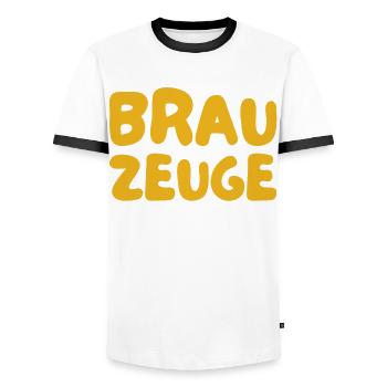 Buveur de bière Brewman - T-shirt contrasté Homme - blanc/noir - Devant - AI Model Female 172 light (172cm) & AI Model Male 178 dark (178cm)