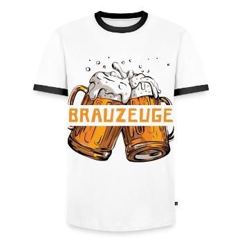 Buveur de bière Brewman - T-shirt contrasté Homme - blanc/noir - Devant - AI Model Female 172 light (172cm) & AI Model Male 178 dark (178cm)