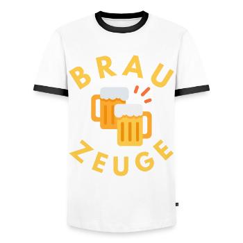 Buveur de bière Brewware - T-shirt contrasté Homme - blanc/noir - Devant - AI Model Female 172 light (172cm) & AI Model Male 178 dark (178cm)
