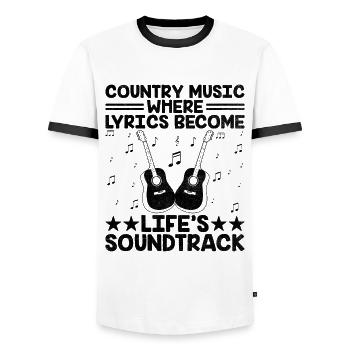Comté Musique Vintage Amateur de musique Western Country C - T-shirt contrasté Homme - blanc/noir - Devant - AI Model Female 172 light (172cm) & AI Model Male 178 dark (178cm)