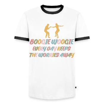 Boogie Woogie Retro Dance Swing - Männer Kontrast-T-Shirt - Weiß/Schwarz - Vorne - AI Model Female 172 light (172cm) & AI Model Male 178 dark (178cm)