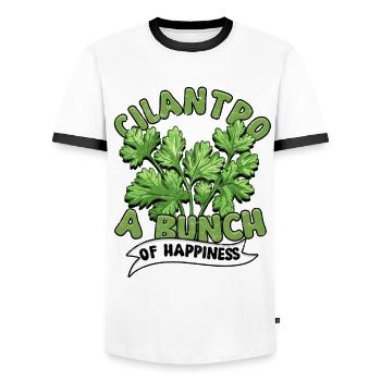 Koriander Liebhaber Cilantro A Bunch Of Happiness - Männer Kontrast-T-Shirt - Weiß/Schwarz - Vorne - AI Model Female 172 light (172cm) & AI Model Male 178 dark (178cm)