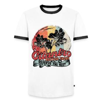 Koriander Cilantro Because Tacos Deserve The Best - Men's Ringer Shirt - white/black - Front - AI Model Female 172 light (172cm) & AI Model Male 178 dark (178cm)
