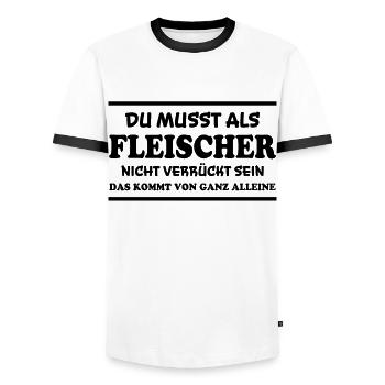 Fleischer Spruch Metzger Lustig Fleischer Geschenk - Männer Kontrast-T-Shirt - Weiß/Schwarz - Vorne - AI Model Female 172 light (172cm) & AI Model Male 178 dark (178cm)