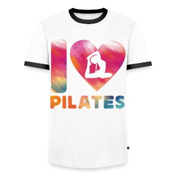 Pilates Instructor Teacher Heart - Männer Kontrast-T-Shirt - Weiß/Schwarz - Vorne - AI Model Female 172 light (172cm) & AI Model Male 178 dark (178cm)