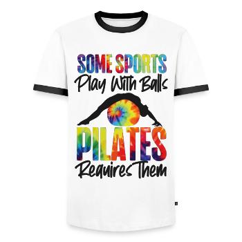 Pilates Instructor Teacher Tie Dye - Männer Kontrast-T-Shirt - Weiß/Schwarz - Vorne - AI Model Female 172 light (172cm) & AI Model Male 178 dark (178cm)