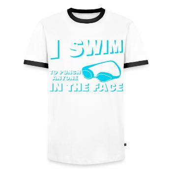 Entraîneur de natation Swimmer Pool - T-shirt contrasté Homme - blanc/noir - Devant - AI Model Female 172 light (172cm) & AI Model Male 178 dark (178cm)