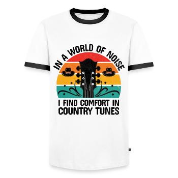 Comté Musique Vintage Amateur de musique Western Country C - T-shirt contrasté Homme - blanc/noir - Devant - AI Model Female 172 light (172cm) & AI Model Male 178 dark (178cm)