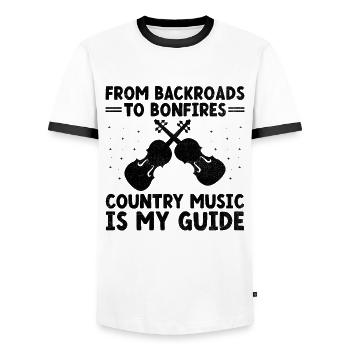 Comté Musique Vintage Amateur de musique Western Country C - T-shirt contrasté Homme - blanc/noir - Devant - AI Model Female 172 light (172cm) & AI Model Male 178 dark (178cm)