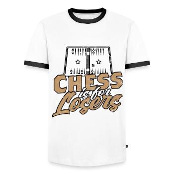 Les échecs de backgammon sont pour les perdants - T-shirt contrasté Homme - blanc/noir - Devant - AI Model Female 172 light (172cm) & AI Model Male 178 dark (178cm)