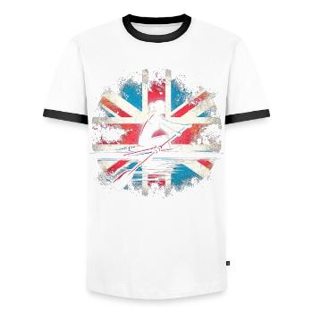 Rower with British flag - Men's Ringer Shirt - white/black - Front - AI Model Female 172 light (172cm) & AI Model Male 178 dark (178cm)