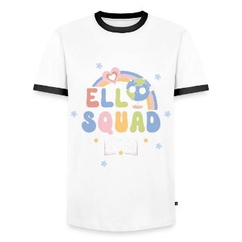 Englischlehrerin Englischlehrer Nachhilfelehrer - Männer Kontrast-T-Shirt - Weiß/Schwarz - Vorne - AI Model Female 172 light (172cm) & AI Model Male 178 dark (178cm)