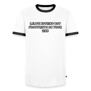 Randonnée - Ne laissez rien d’autre que des empreintes de pas sur votre - T-shirt contrasté Homme - blanc/noir - Devant - AI Model Female 172 light (172cm) & AI Model Male 178 dark (178cm)