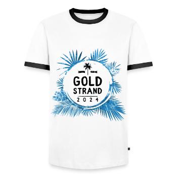Golden Sands 2024 Colorful - Men's Ringer Shirt - white/black - Front - AI Model Female 172 light (172cm) & AI Model Male 178 dark (178cm)