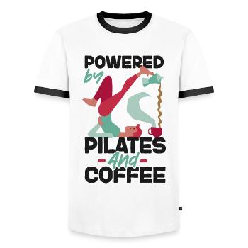 Pilates Instructor Teacher Coffee - Men's Ringer Shirt - white/black - Front - AI Model Female 172 light (172cm) & AI Model Male 178 dark (178cm)