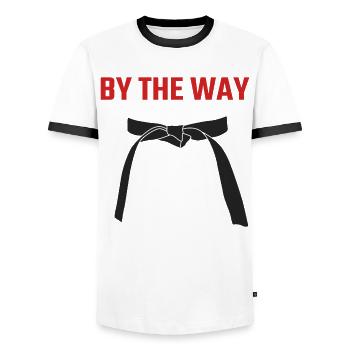 Ju-Jitsu Brasilian Jiu-Jitsu BJJ - Männer Kontrast-T-Shirt - Weiß/Schwarz - Vorne - AI Model Female 172 light (172cm) & AI Model Male 178 dark (178cm)