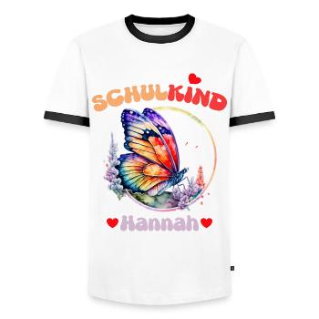 Schoolchild Hannah - Men's Ringer Shirt - white/black - Front - AI Model Female 172 light (172cm) & AI Model Male 178 dark (178cm)