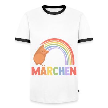 Mi-humain, mi-ours - T-shirt contrasté Homme - blanc/noir - Devant - AI Model Female 172 light (172cm) & AI Model Male 178 dark (178cm)