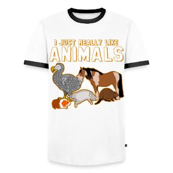 Veterinary Assistant Pets Veterinarian - Men's Ringer Shirt - white/black - Front - AI Model Female 172 light (172cm) & AI Model Male 178 dark (178cm)