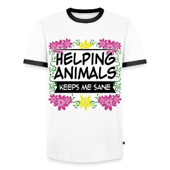 Veterinary Assistant Flower Veterinarian - Men's Ringer Shirt - white/black - Front - AI Model Female 172 light (172cm) & AI Model Male 178 dark (178cm)