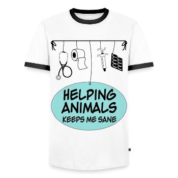 Veterinarian Veterinary Assistant - Men's Ringer Shirt - white/black - Front - AI Model Female 172 light (172cm) & AI Model Male 178 dark (178cm)
