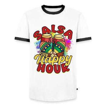 Salsa My Happy Hour Salsero Salsera - Männer Kontrast-T-Shirt - Weiß/Schwarz - Vorne - AI Model Female 172 light (172cm) & AI Model Male 178 dark (178cm)