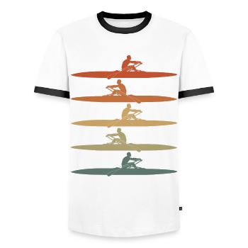 Rowing Club Paddle Retro Rowing Boat - Männer Kontrast-T-Shirt - Weiß/Schwarz - Vorne - AI Model Female 172 light (172cm) & AI Model Male 178 dark (178cm)