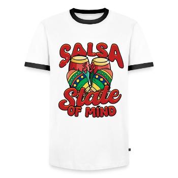 Salsa State Of Mind Salsero Salsera - Männer Kontrast-T-Shirt - Weiß/Schwarz - Vorne - AI Model Female 172 light (172cm) & AI Model Male 178 dark (178cm)