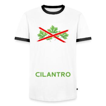 Korianderhasser Keep Calm And Say No To Cilantro - Männer Kontrast-T-Shirt - Weiß/Schwarz - Vorne - AI Model Female 172 light (172cm) & AI Model Male 178 dark (178cm)