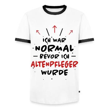 Altenpfleger Spruch Lustiges Altenpfleger Geschenk - Männer Kontrast-T-Shirt - Weiß/Schwarz - Vorne - AI Model Female 172 light (172cm) & AI Model Male 178 dark (178cm)