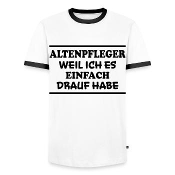 Altenpfleger Spruch Lustiges Altenpfleger Geschenk - Männer Kontrast-T-Shirt - Weiß/Schwarz - Vorne - AI Model Female 172 light (172cm) & AI Model Male 178 dark (178cm)