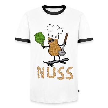 Cacahuète Cuire Légumes Cuisson Rapide Végétarien - T-shirt contrasté Homme - blanc/noir - Devant - AI Model Female 172 light (172cm) & AI Model Male 178 dark (178cm)