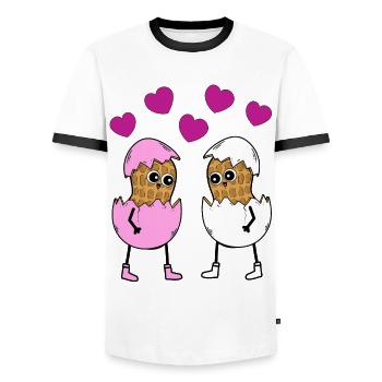 Happy Easter, Easter, Easter Eggs, Peanuts, Eggs, Egg - Men's Ringer Shirt - white/black - Front - AI Model Female 172 light (172cm) & AI Model Male 178 dark (178cm)