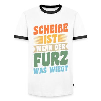 Shit Is When The Fart Weighs What - Men's Ringer Shirt - white/black - Front - AI Model Female 172 light (172cm) & AI Model Male 178 dark (178cm)