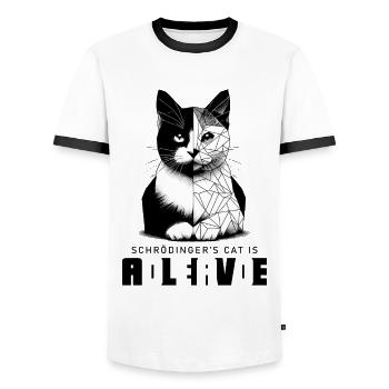 Schrödinger's Cat Dead Alive - Men's Ringer Shirt - white/black - Front - AI Model Female 172 light (172cm) & AI Model Male 178 dark (178cm)