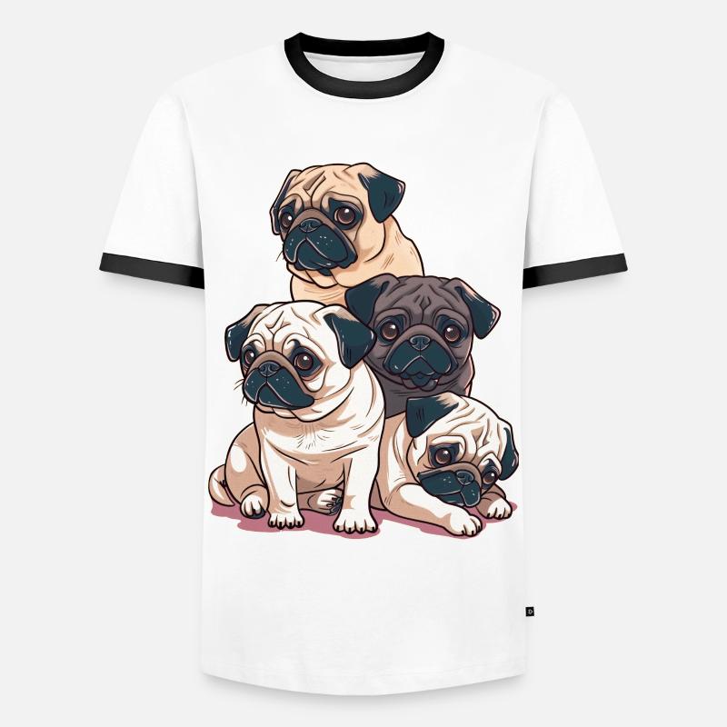 Pug Stack - Men's Ringer Shirt - white/black