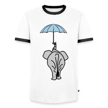 Elephant with Umbrella Elephants - Männer Kontrast-T-Shirt - Weiß/Schwarz - Vorne - AI Model Female 172 light (172cm) & AI Model Male 178 dark (178cm)