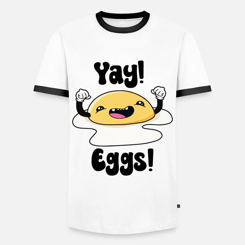 Juhu-Eier - Männer Kontrast-T-Shirt - Weiß/Schwarz