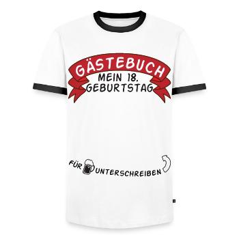 Gästebuch Mein 18. Geburtstag Geschenkidee - Männer Kontrast-T-Shirt - Weiß/Schwarz - Vorne - AI Model Female 172 light (172cm) & AI Model Male 178 dark (178cm)