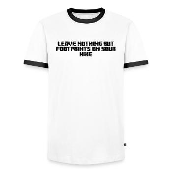Randonnée - Ne laissez rien d’autre que des empreintes de pas sur votre - T-shirt contrasté Homme - blanc/noir - Devant - AI Model Female 172 light (172cm) & AI Model Male 178 dark (178cm)
