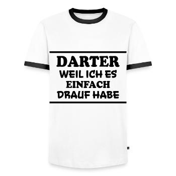 Darter Spruch Dartspieler Lustiges Darter Geschenk - Männer Kontrast-T-Shirt - Weiß/Schwarz - Vorne - AI Model Female 172 light (172cm) & AI Model Male 178 dark (178cm)