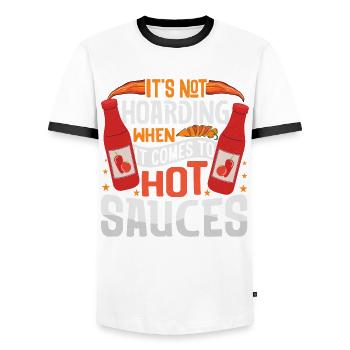 Spicy Food Pepper Lover Outfit for Spicy - Men's Ringer Shirt - white/black - Front - AI Model Female 172 light (172cm) & AI Model Male 178 dark (178cm)