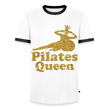 Instructeur de Pilates Professeur de Pilates - T-shirt contrasté Homme - blanc/noir - Devant - AI Model Female 172 light (172cm) & AI Model Male 178 dark (178cm)