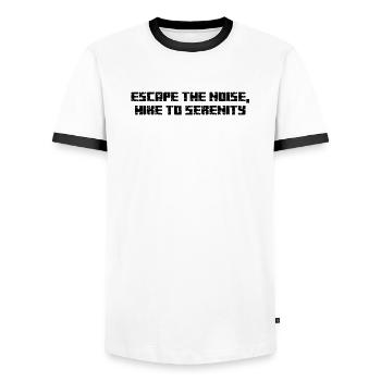 Wandern - Escape the noise, hike to serenity - Männer Kontrast-T-Shirt - Weiß/Schwarz - Vorne - AI Model Female 172 light (172cm) & AI Model Male 178 dark (178cm)