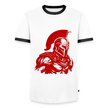 Spartan Gladiator Bodybuilding Gym - T-shirt contrasté Homme - blanc/noir - Devant - AI Model Female 172 light (172cm) & AI Model Male 178 dark (178cm)