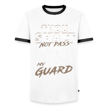 Sambo, tu ne passeras pas ma garde - T-shirt contrasté Homme - blanc/noir - Devant - AI Model Female 172 light (172cm) & AI Model Male 178 dark (178cm)