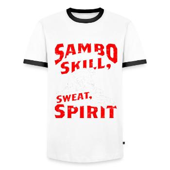 Sambo Blend Of Skill Sweat And Spirit - Men's Ringer Shirt - white/black - Front - AI Model Female 172 light (172cm) & AI Model Male 178 dark (178cm)