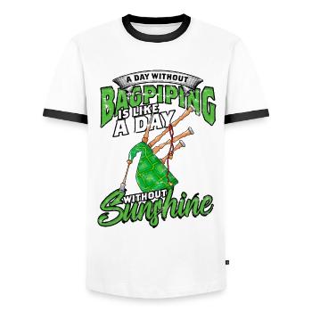 Bagpiper Bagpipe Bagpipes - Men's Ringer Shirt - white/black - Front - AI Model Female 172 light (172cm) & AI Model Male 178 dark (178cm)
