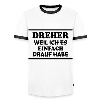 Dreher Spruch Drehmaschinen Lustig Dreher Geschenk - Männer Kontrast-T-Shirt - Weiß/Schwarz - Vorne - AI Model Female 172 light (172cm) & AI Model Male 178 dark (178cm)